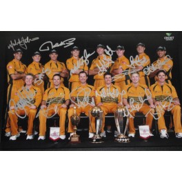 Australia World Cup Squad x14 Hand Signed 12"x18" Photo + Signature Map