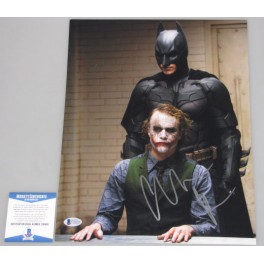 CHRISTIAN BALE 'Batman'   Hand Signed 11" x 14" Photo + PSA/DNA BECKETT COA Heath Ledger